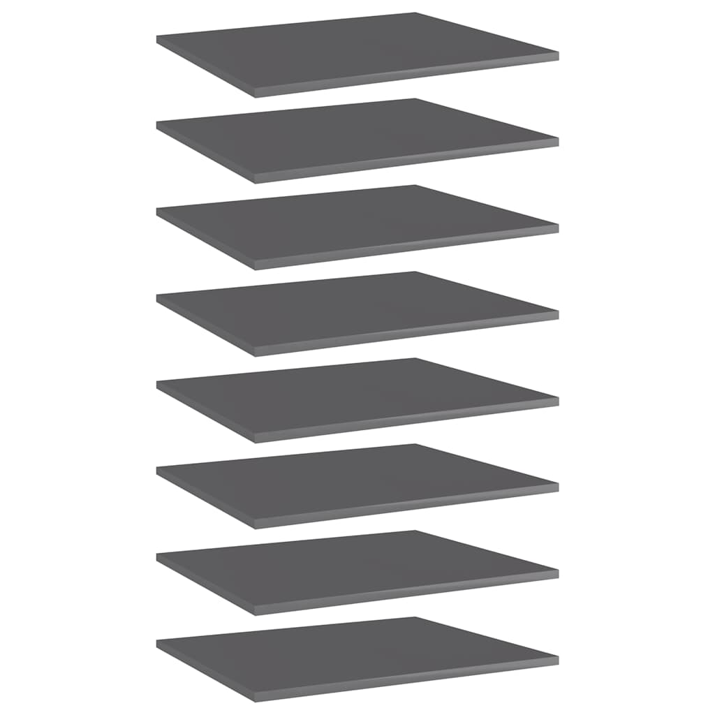 Bookshelf Boards 60x50x1.5 cm Engineered Wood 8 pcs High gloss grey