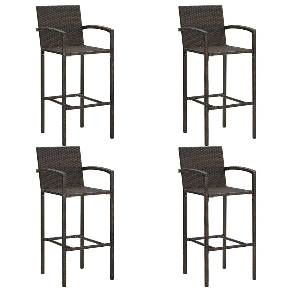 vidaXL 5 Piece Garden Bar Set Poly Rattan Brown 6