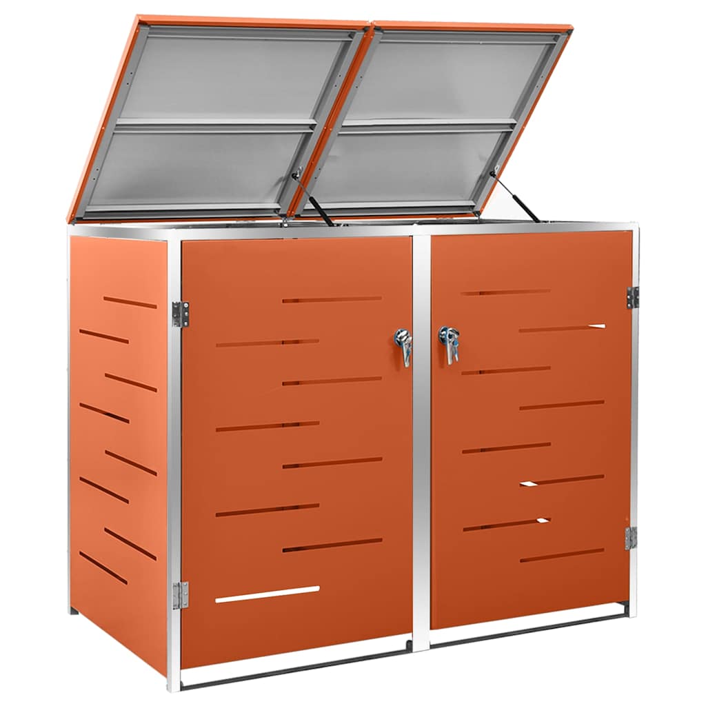 vidaXL Double Wheelie Bin Shed 138x77.5x115 cm Stainless Steel 6