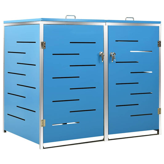 vidaXL Double Wheelie Bin Shed 138x77.5x115 cm Stainless Steel 2