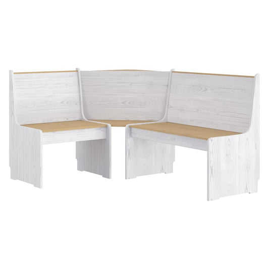 vidaXL Corner Bench | Honey brown and white | Solid pinewood | Medium 2