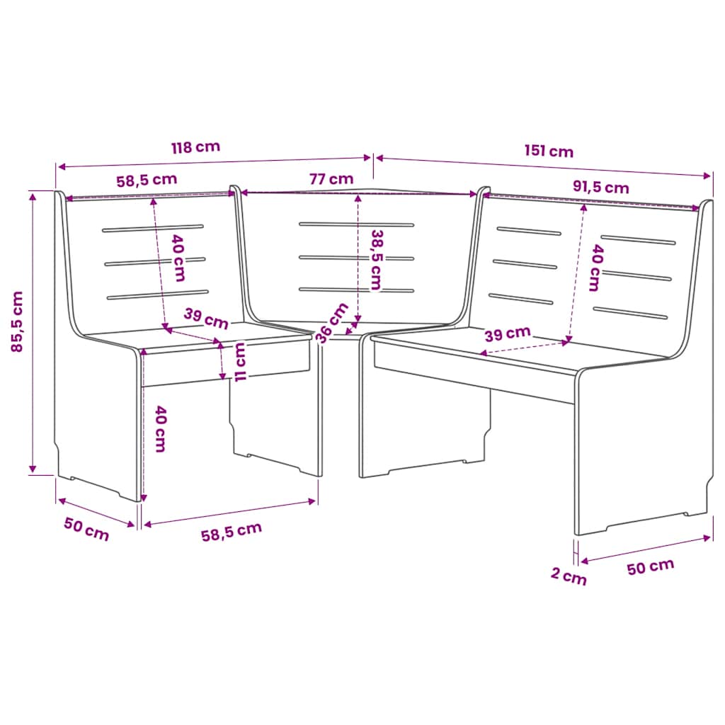 vidaXL Corner Bench | Honey brown and white | Solid pinewood | Medium 5