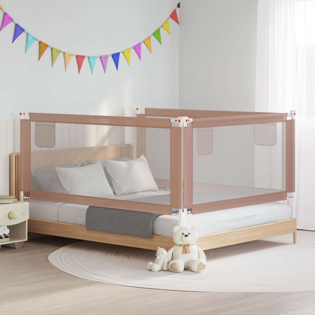 vidaXL Toddler Safety Bed Rail Fabric Taupe