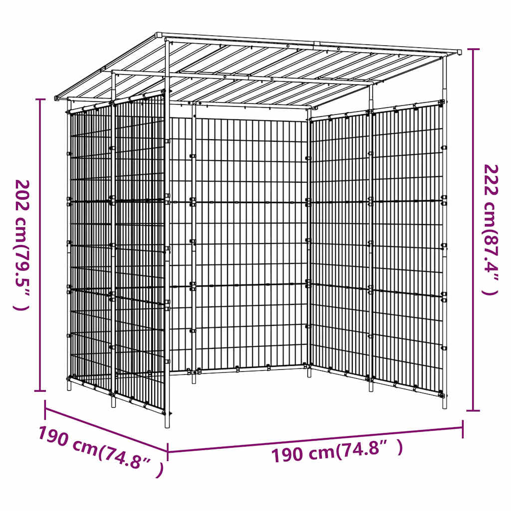 vidaXL Bicycle Shed 190x190x222 cm Steel Black 6