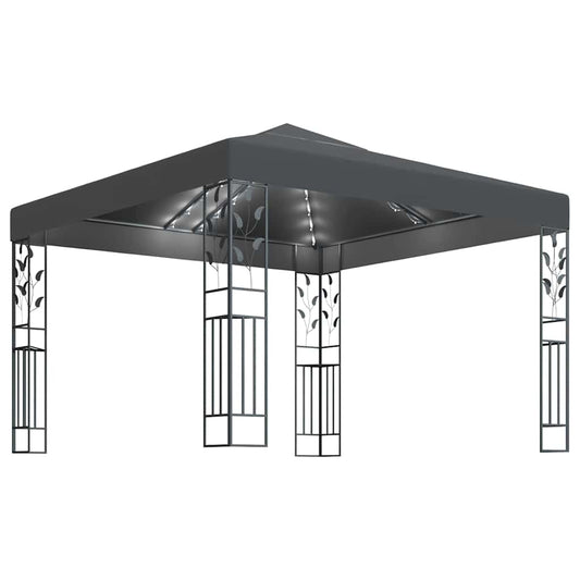 Gazebo with LED String Lights 3x3 m Anthracite