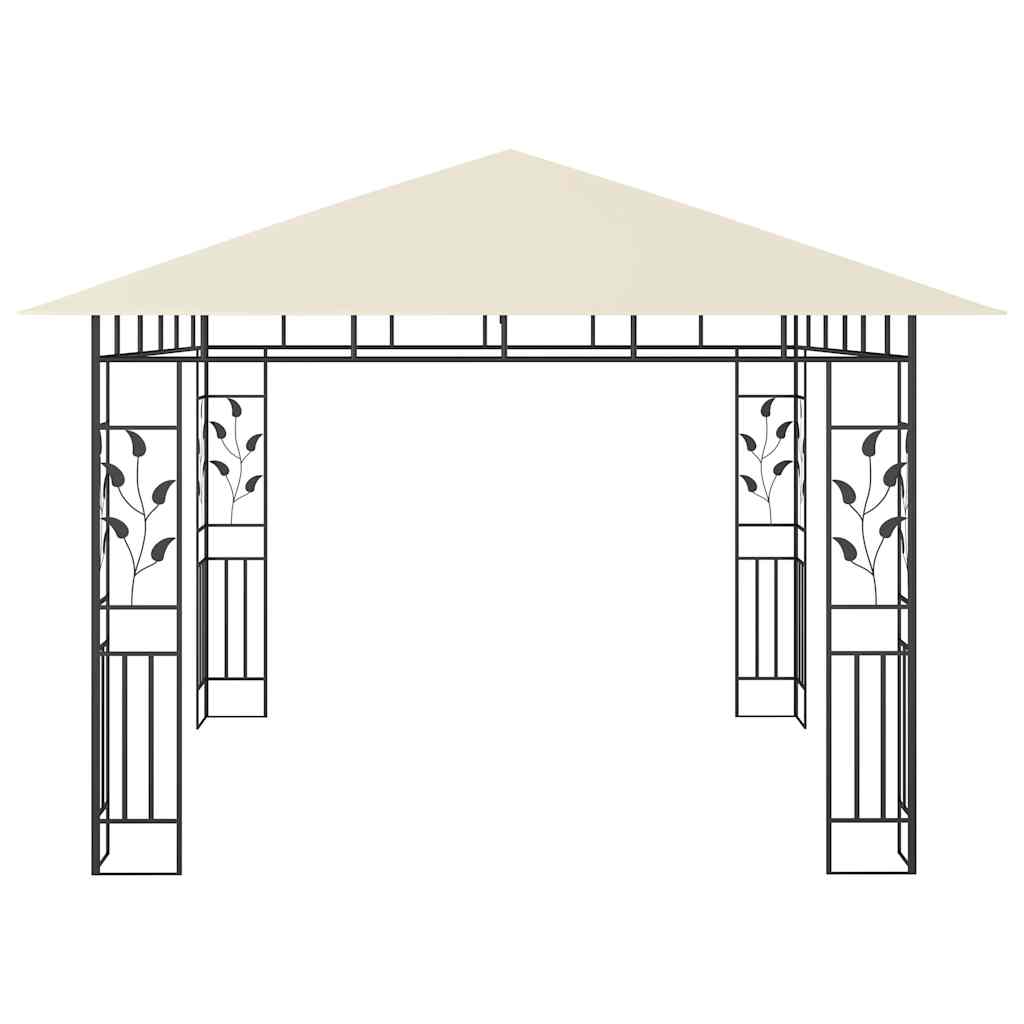vidaXL Gazebo with Mosquito Net&LED String Lights 3x3x2,73 m Cream 6