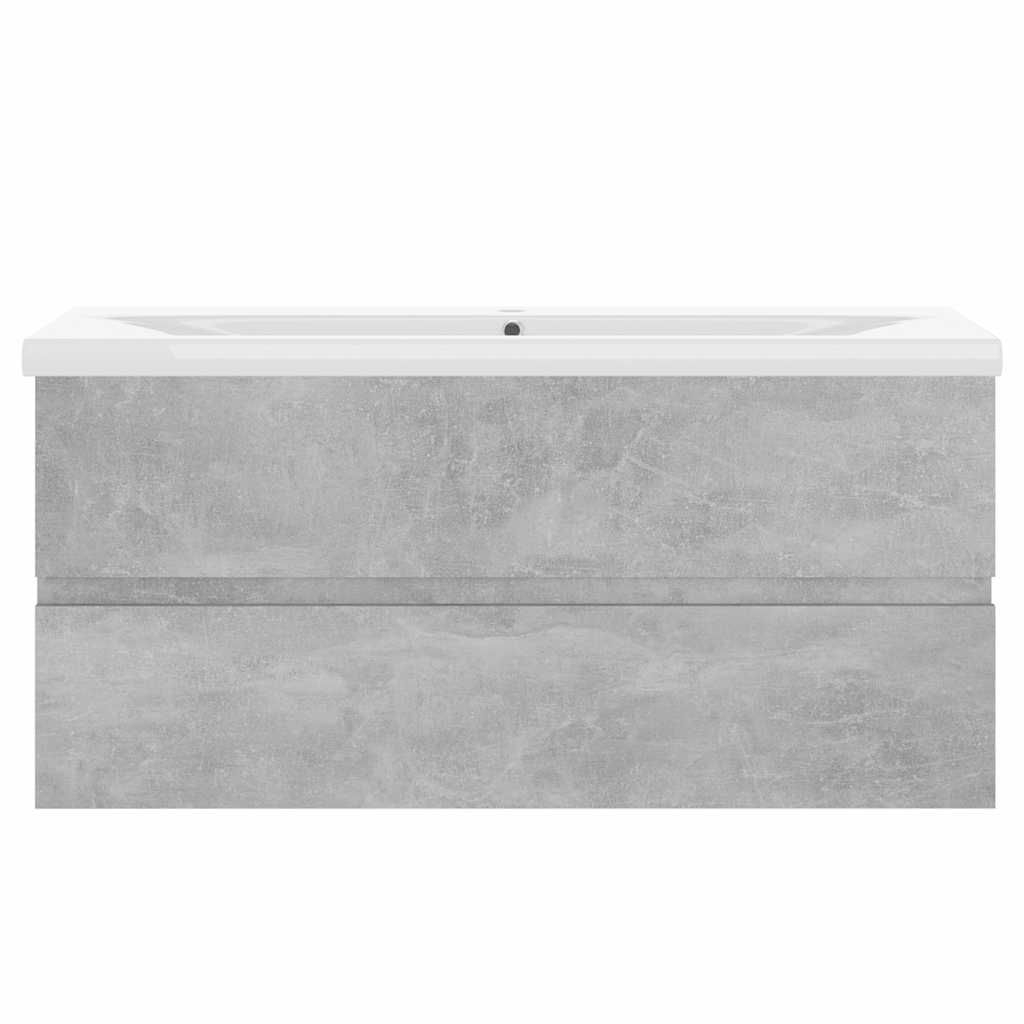 vidaXL Sink Cabinet with Built-in Basin Concrete Grey Engineered Wood 6