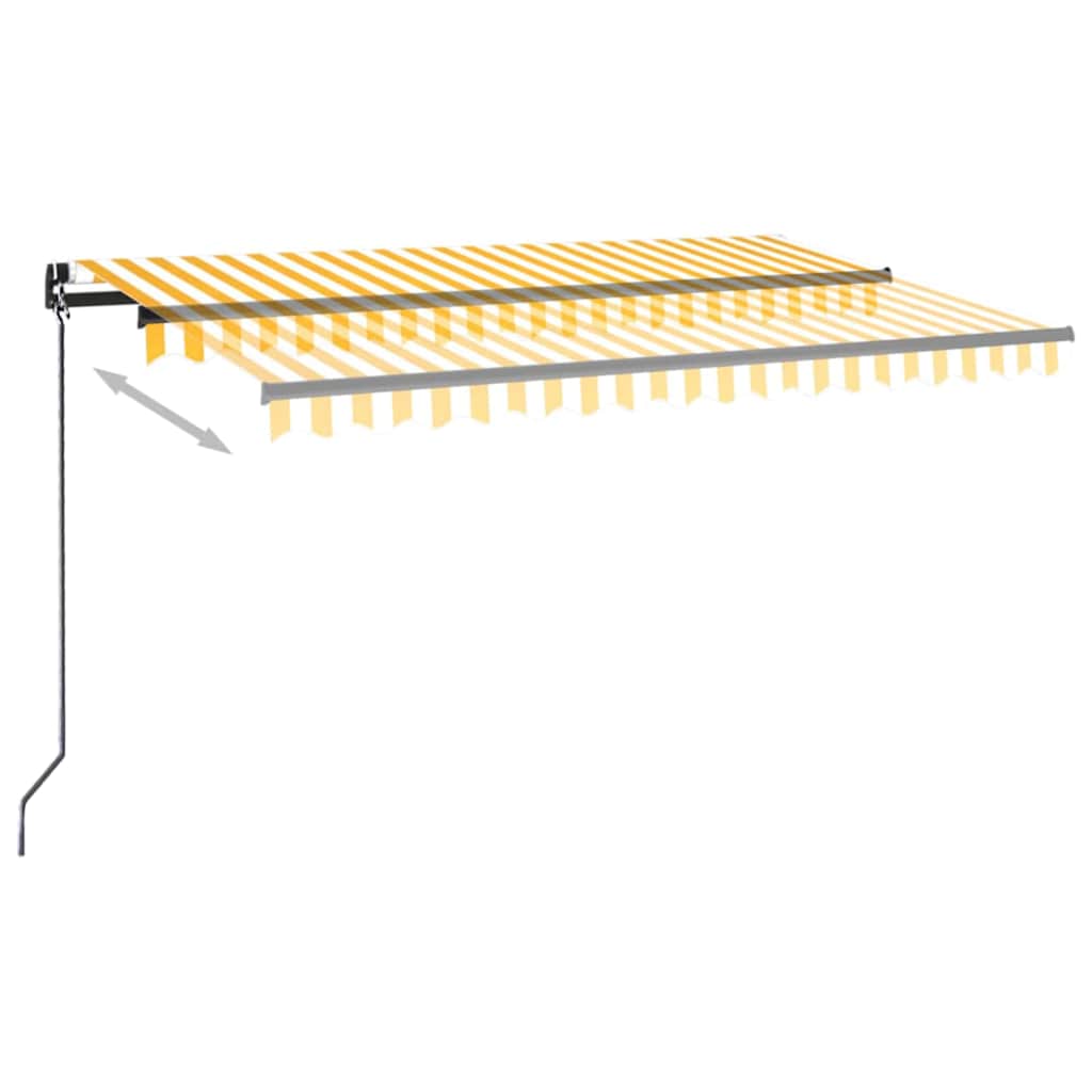 vidaXL Manual Retractable Awning 400x350 cm Yellow and White 6