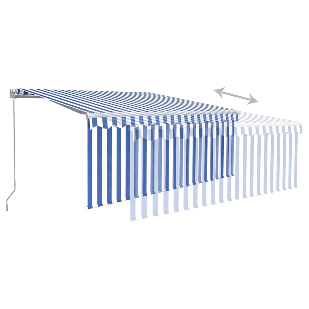 vidaXL Manual Retractable Awning with Blind 3x2.5m Blue&White 6