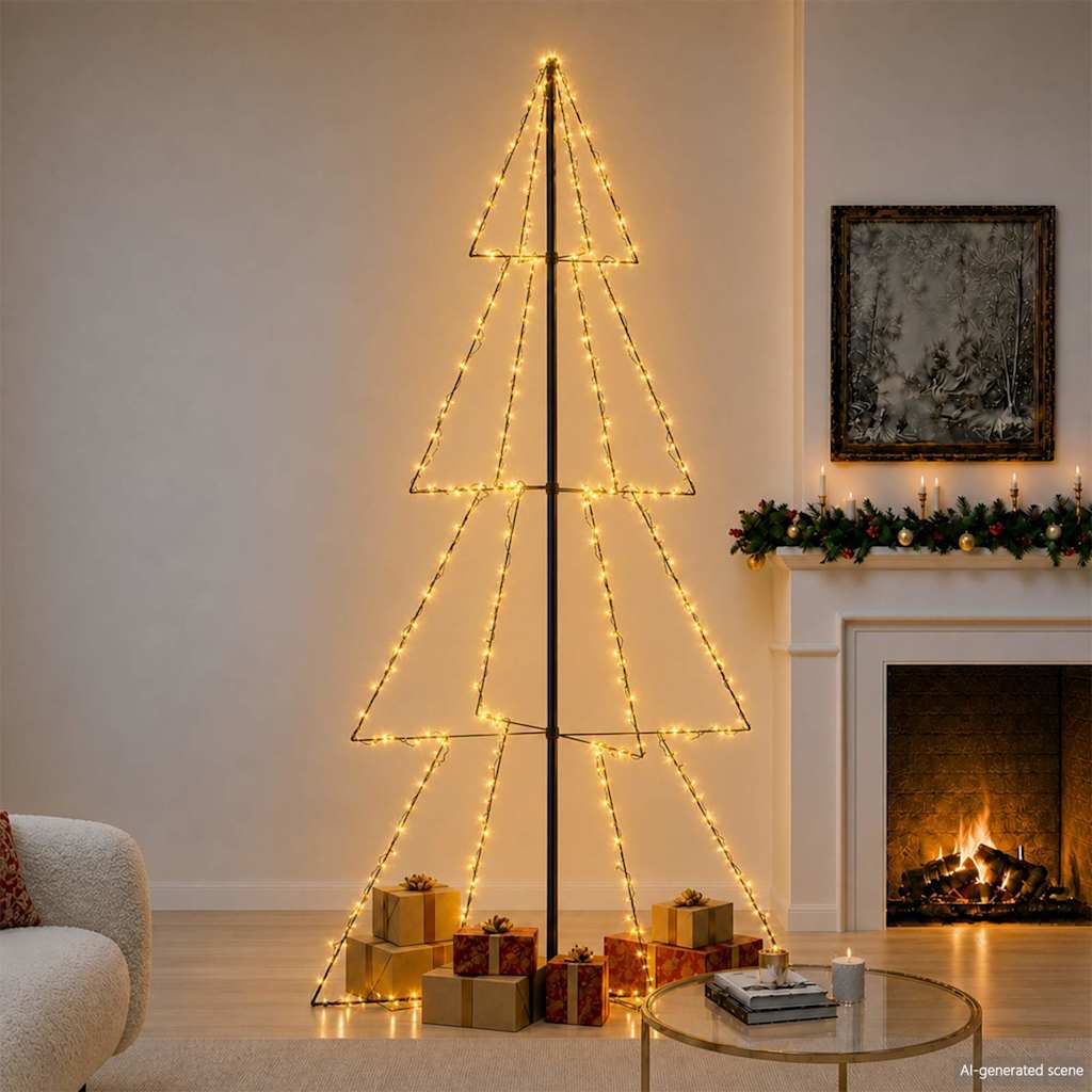 Christmas Cone Tree 160 LEDs Indoor and Outdoor 78x120 cm Warm white 250 cm 143 cm