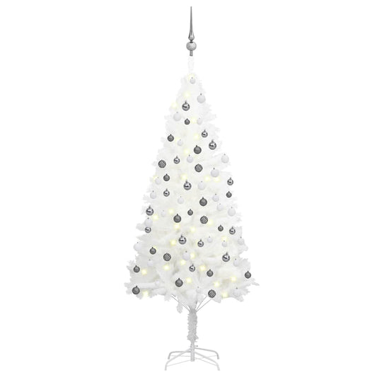Artificial Pre-lit Christmas Tree with Ball Set 65 cm White 150 cm 75 cm