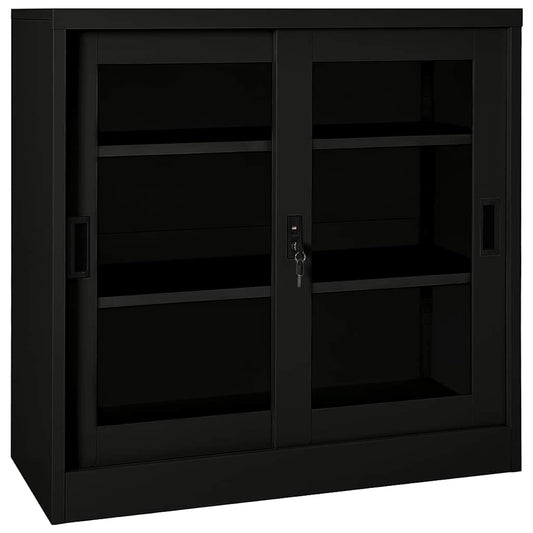Sliding Door Cabinet 90x40x90 cm Steel Black