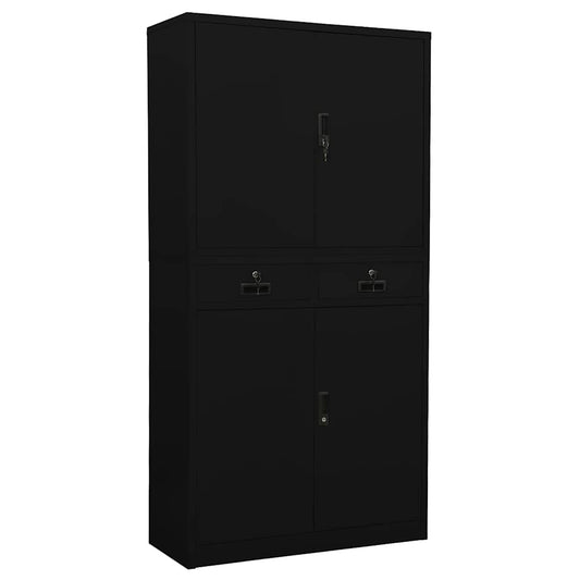 Office Cabinet 90x40x180 cm Steel Black