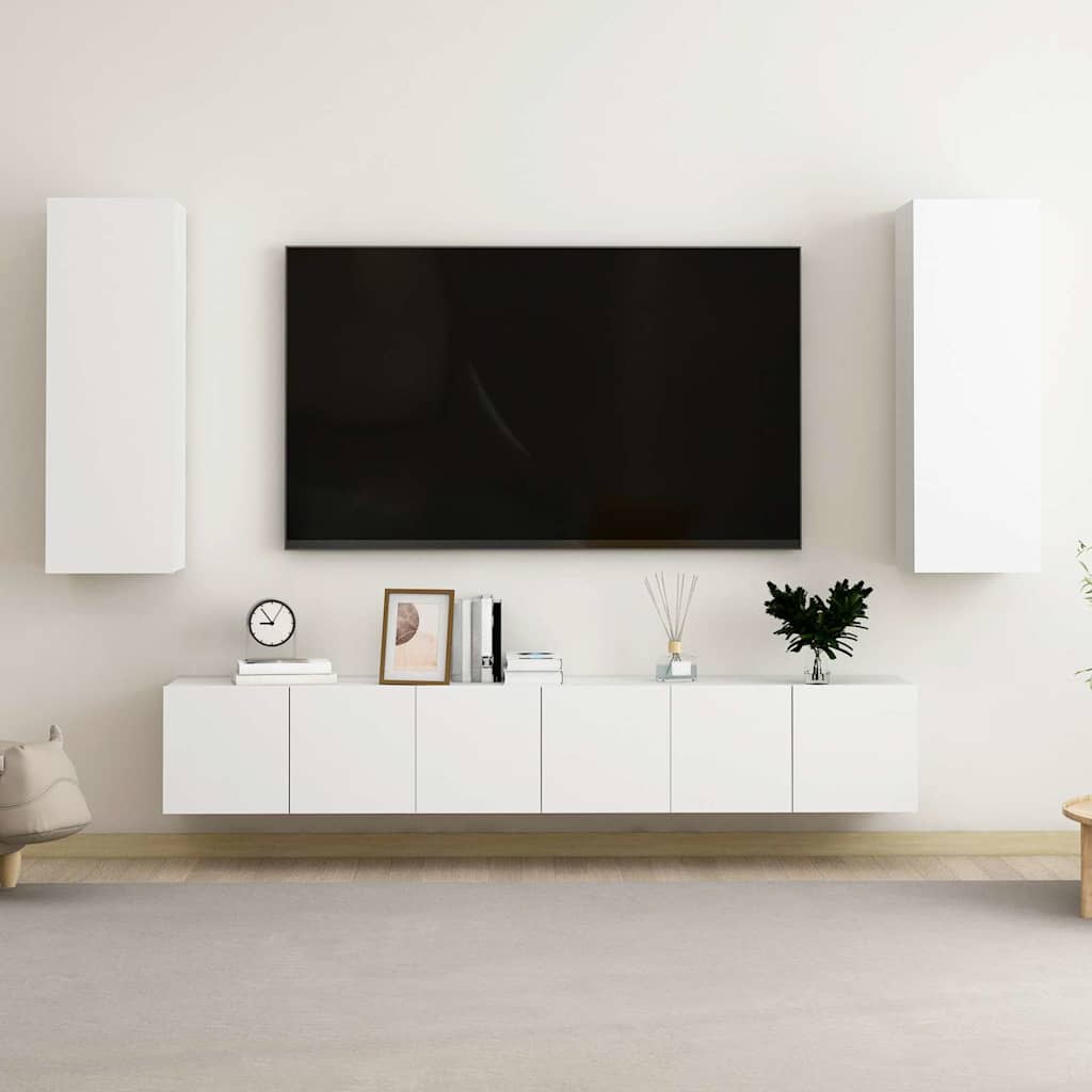 5 Piece TV Cabinet Set Engineered Wood Width 180 cm White