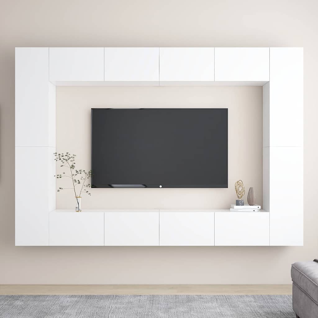 8 Piece TV Cabinet Set Engineered Wood Width 100 cm White