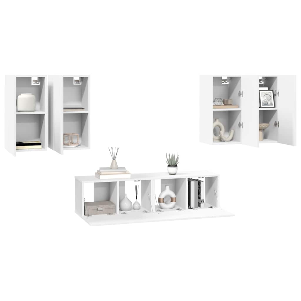 vidaXL 6 Piece TV Cabinet Set White Engineered Wood 6