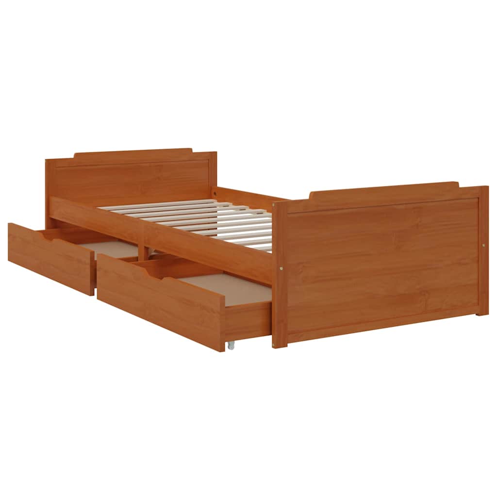 vidaXL Bed Frame without Mattress Honey Brown Solid Wood Pine 90x200cm 6