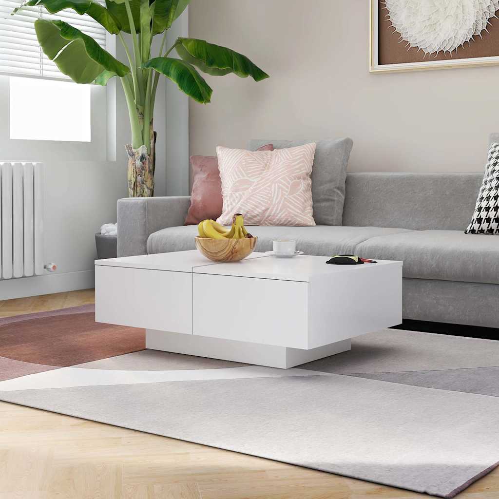 Coffee Table Engineered Wood Width 90 cm White 31 cm 60 cm