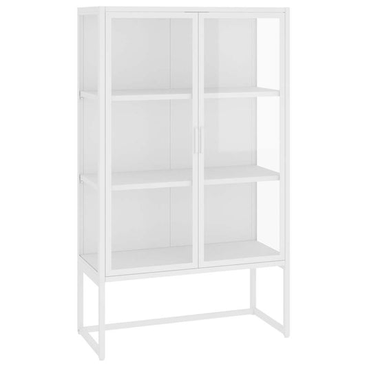 vidaXL Highboard White 80x35x135 cm Steel and Tempered Glass 2