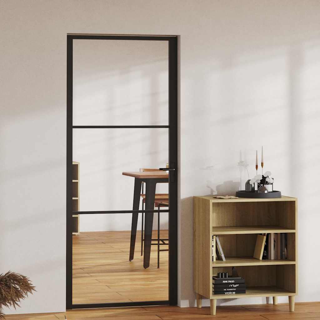 vidaXL Interior Door ESG Glass and Aluminium Black