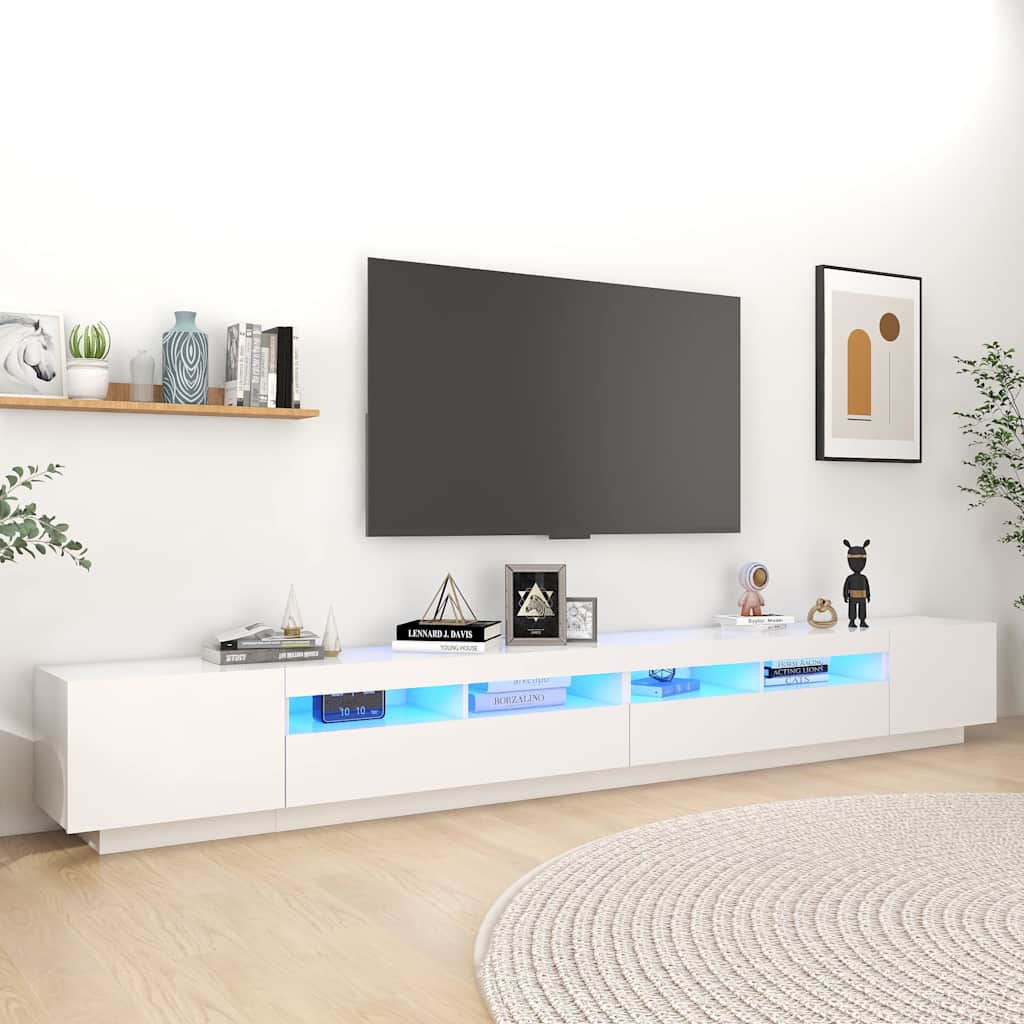 TV Cabinet with LED Lights 300x35x40 cm White