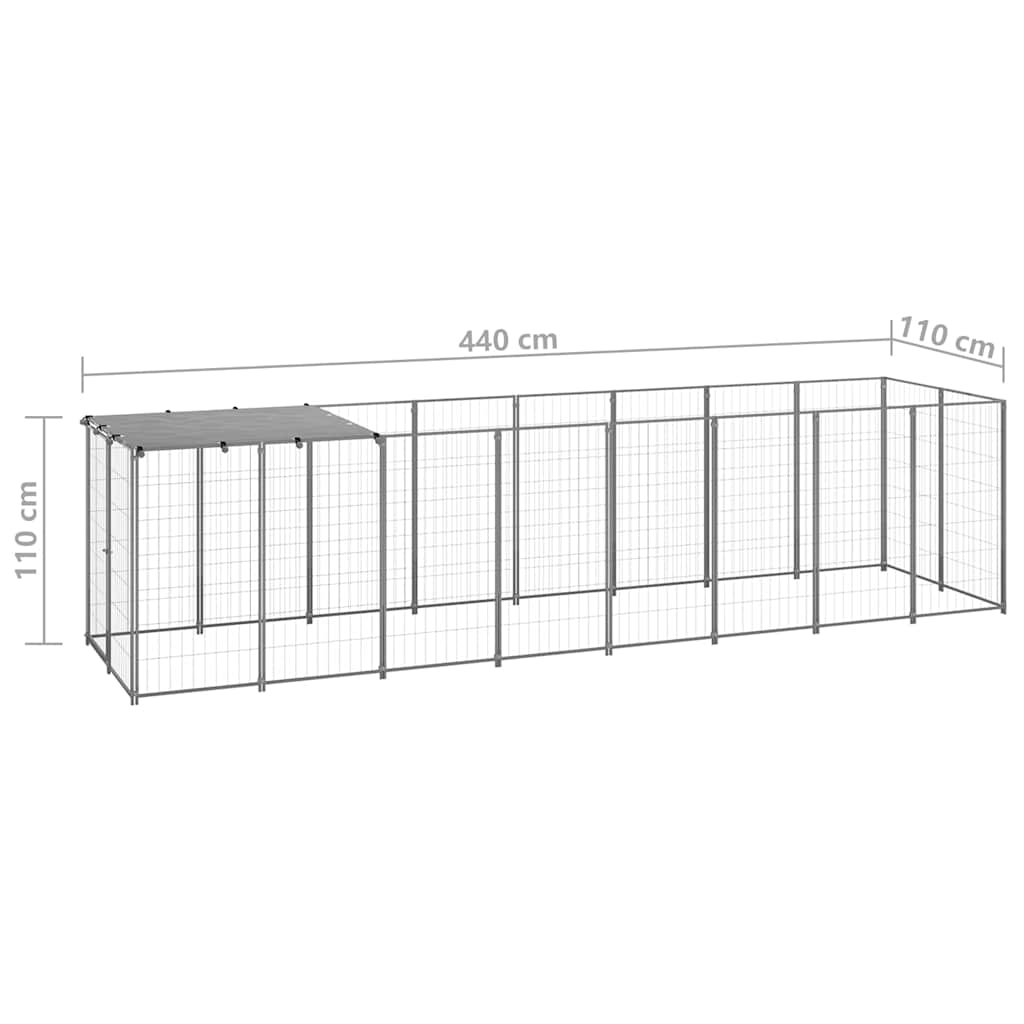 vidaXL Dog Kennel Silver 4,84 m² Steel 6
