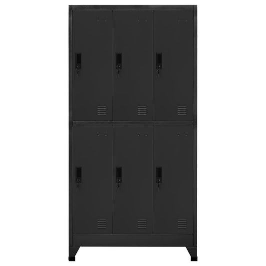 Locker Cabinet 90x45x180 cm Steel With 6 lockers Anthracite