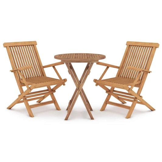vidaXL 3 Piece Garden Dining Set Solid Wood Teak 2