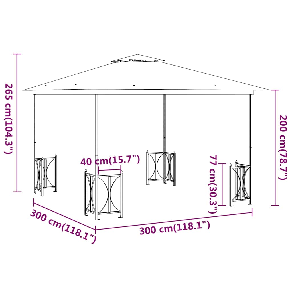 vidaXL Gazebo with Sidewalls&Double Roofs 3x3 m Anthracite 6