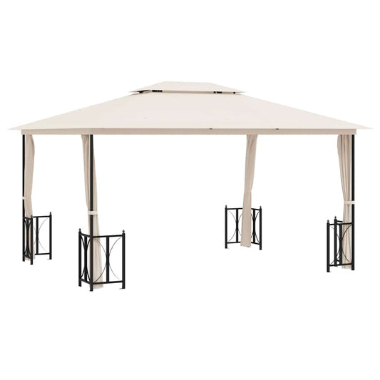 vidaXL Gazebo with Sidewalls&Double Roofs 3x4 m Cream 2
