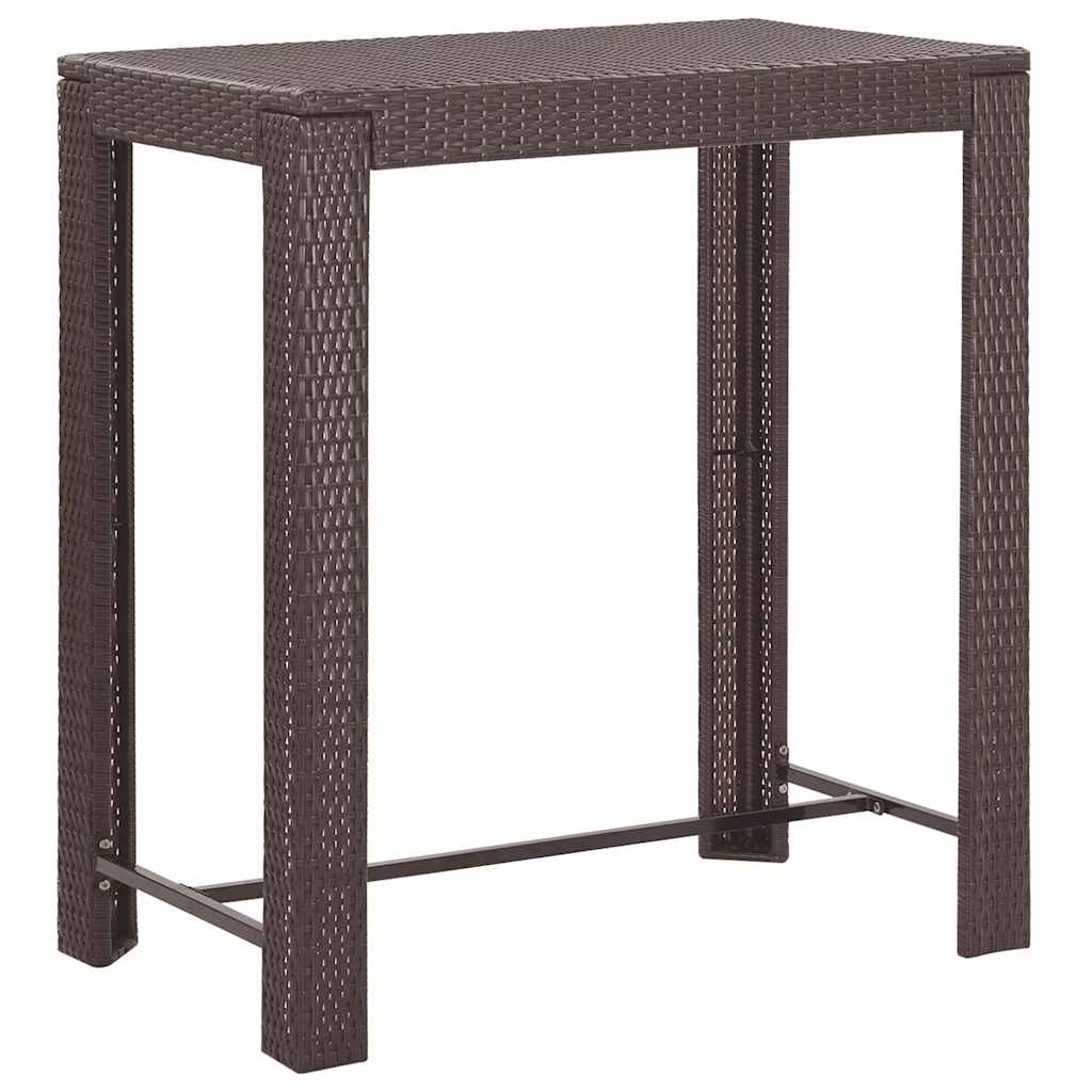vidaXL 5 Piece Garden Bar Set with Cushions Poly Rattan Brown 6