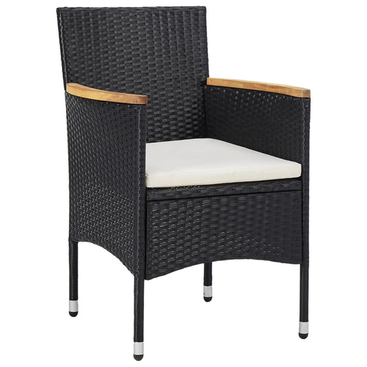 vidaXL 5 Piece Garden Dining Set Poly Rattan and Solid Wood Black 2
