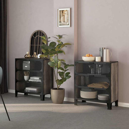Storage Cabinet 72x36x82 cm Metal and MDF Grey 2