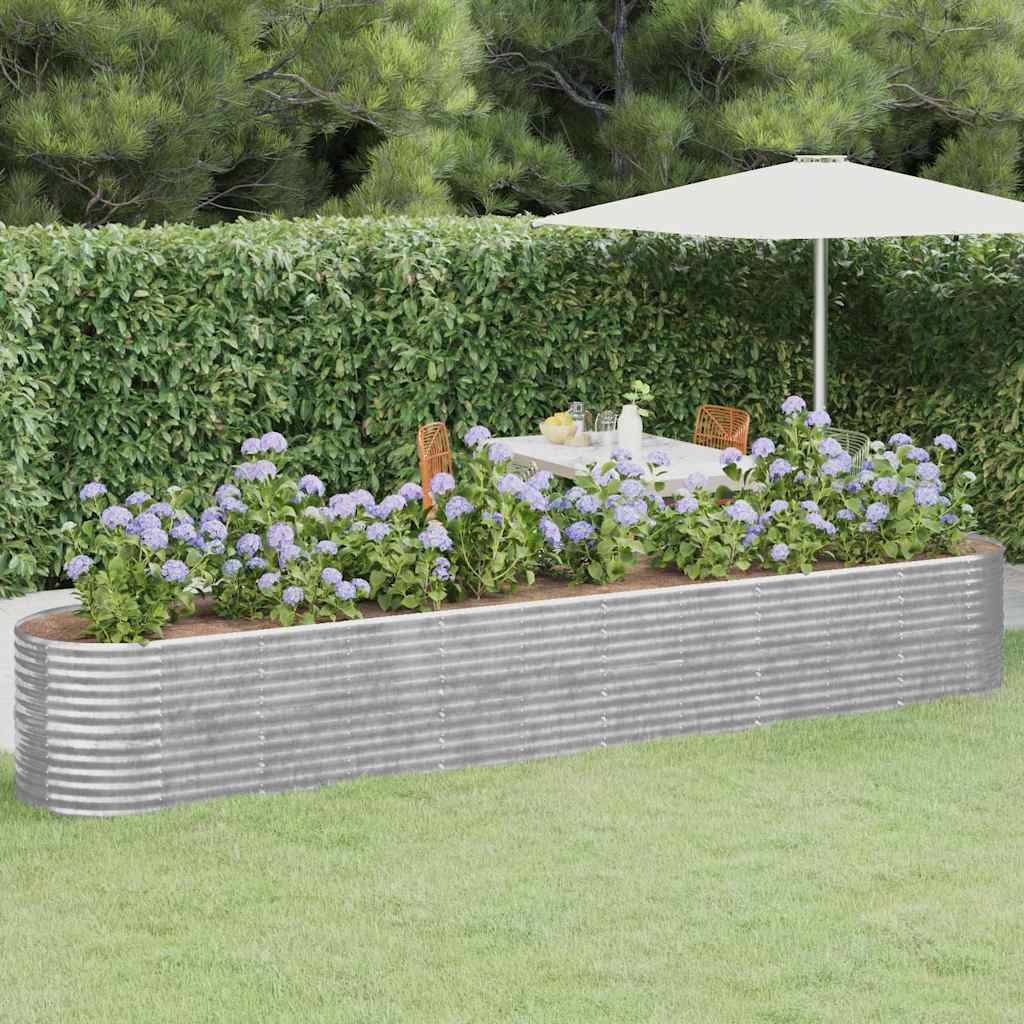 Garden Raised Bed Galvanised Steel Height 68 cm Silver 440 cm
