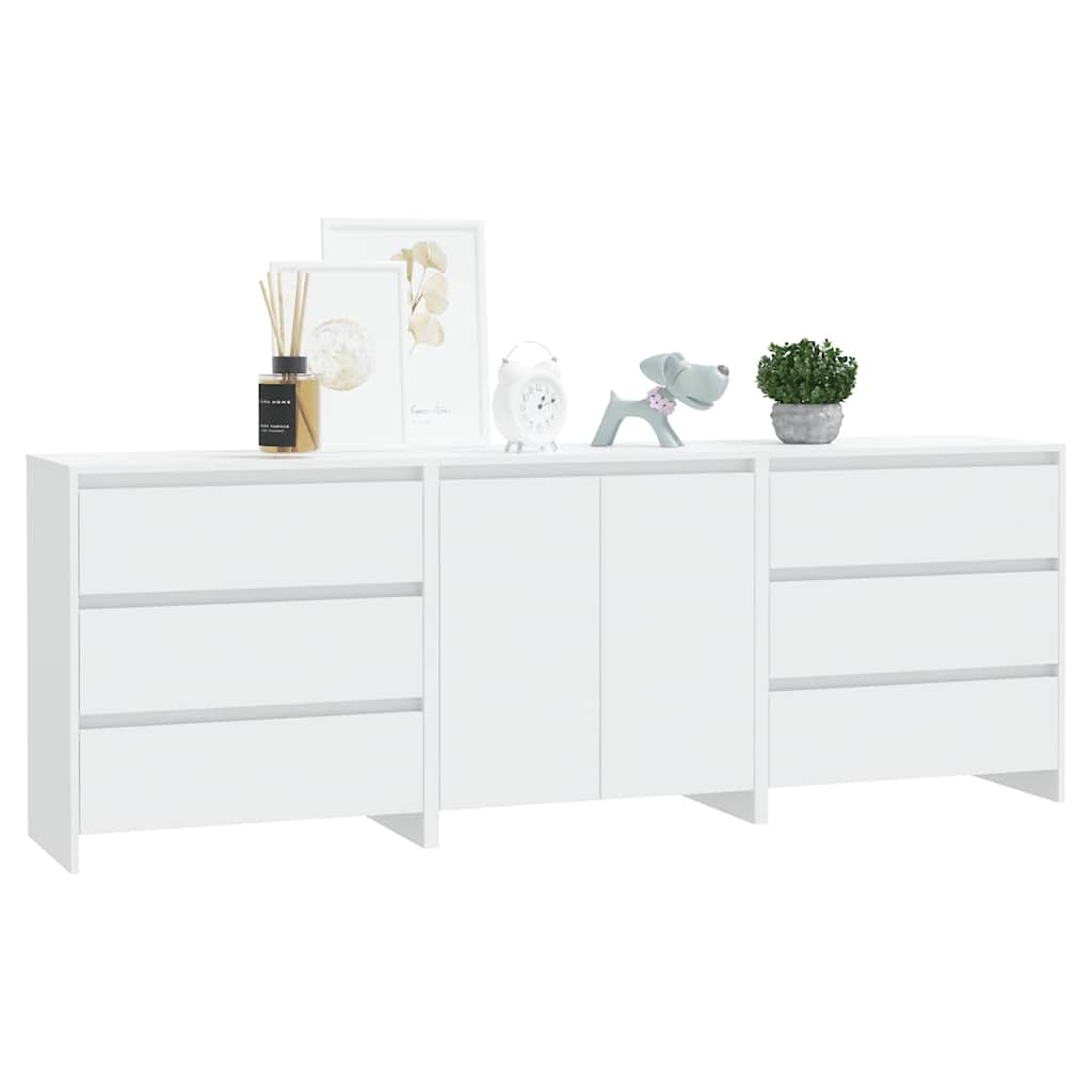 vidaXL 3 Piece Sideboard White Engineered Wood 6
