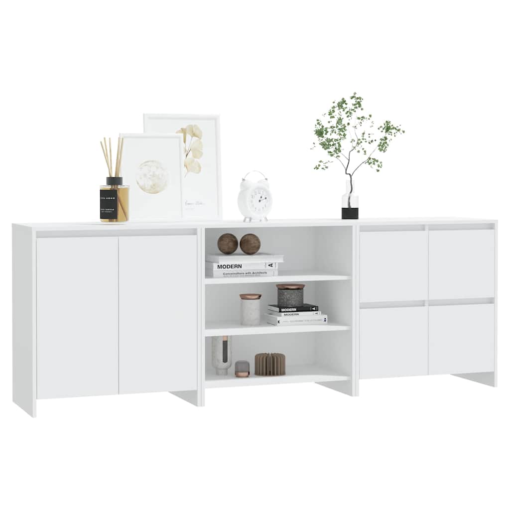 vidaXL 3 Piece Sideboard White Engineered Wood 6