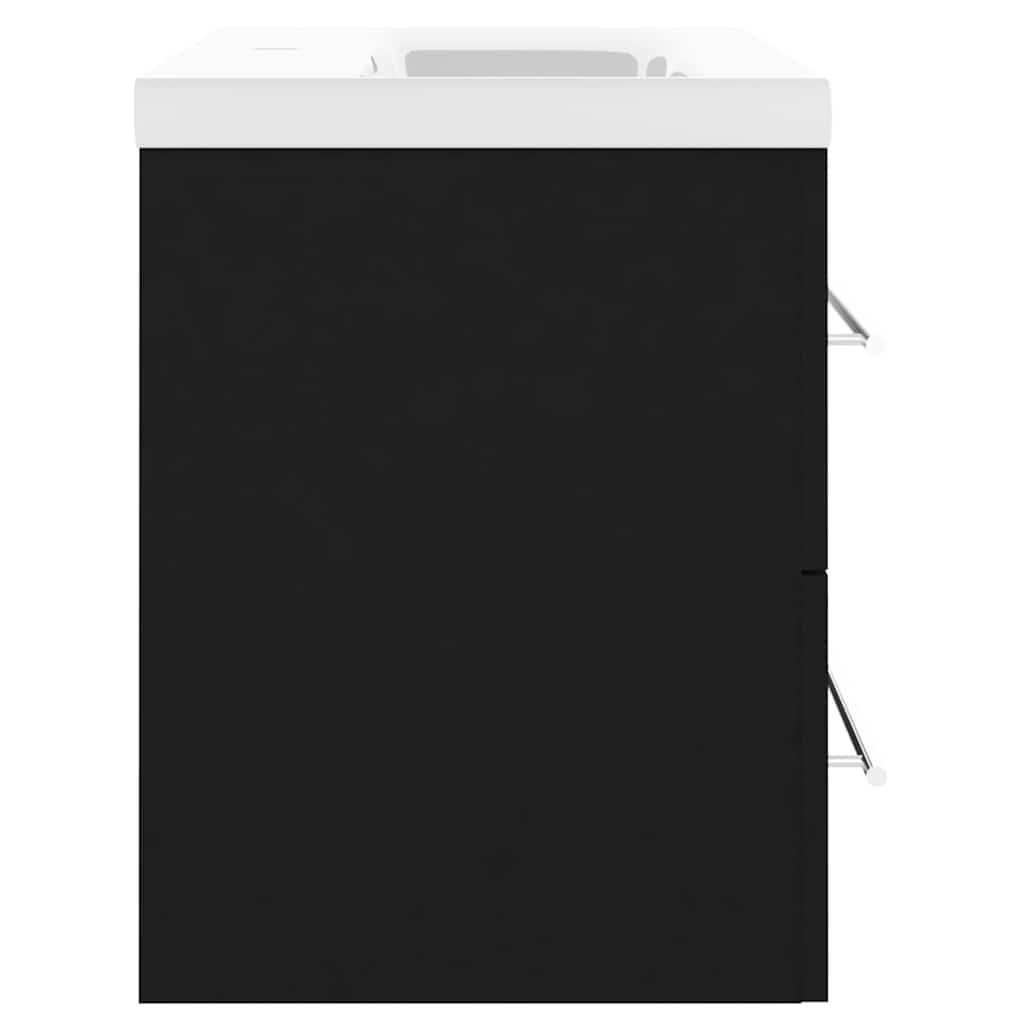vidaXL Sink Cabinet with Built-in Basin Black Engineered Wood 6