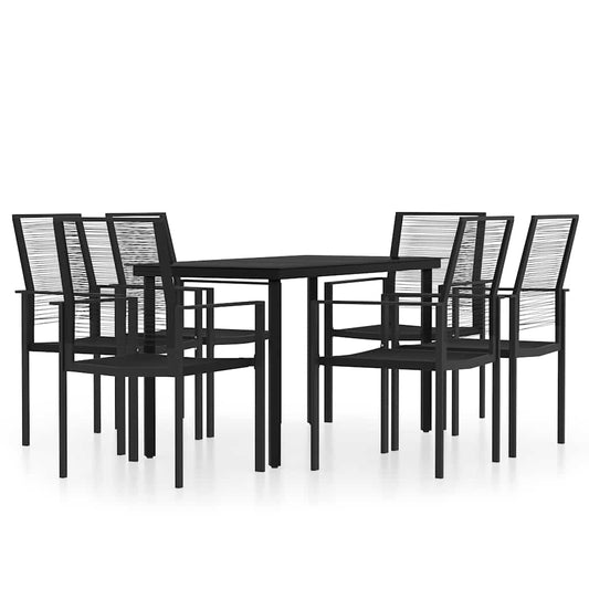 vidaXL 7 Piece Garden Dining Set Black 2