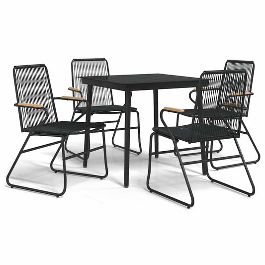 vidaXL 5 Piece Garden Dining Set Black PVC Rattan 2