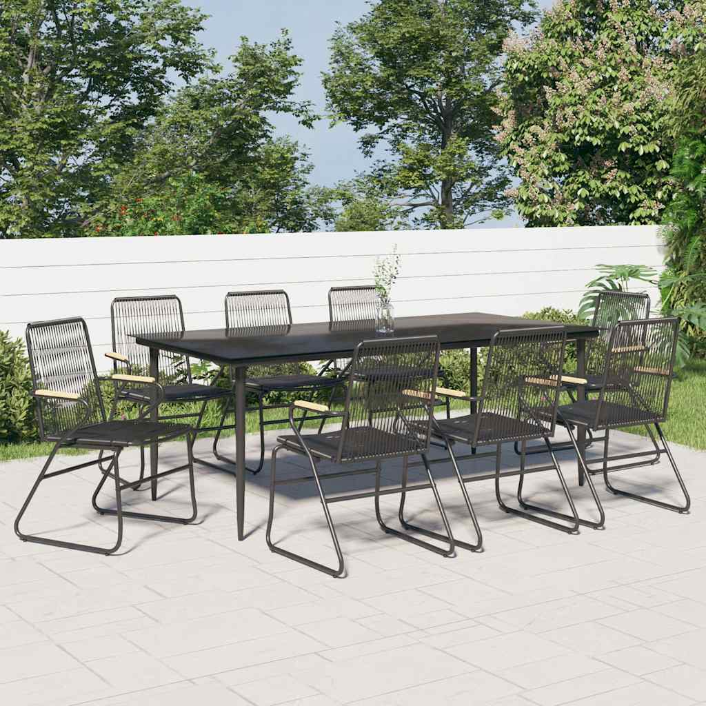 vidaXL 5 Piece Garden Dining Set Black PVC Rattan