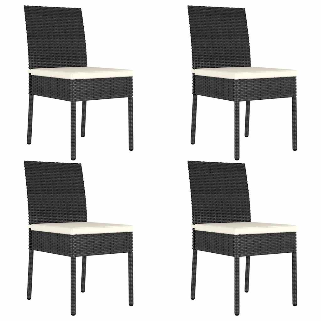 vidaXL 5 Piece Outdoor Dining Set with Cushions Poly Rattan Black 6