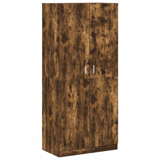 vidaXL Wardrobe Smoked Oak 90x50x200 cm Engineered Wood 2