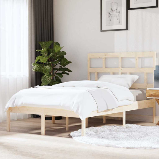 Bed Frame without Mattress Solid Wood Length 200 cm Natural 140 cm