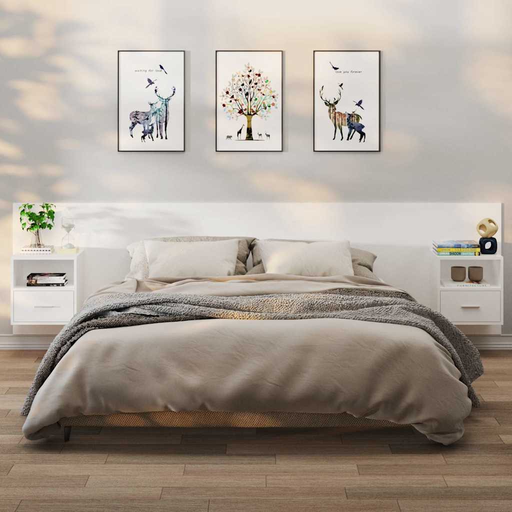 Wall-mounted Bedside Cabinet White