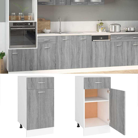 Kitchen Base Cabinet "Lyon" Engineered Wood Grey Sonoma 1x bottom cabinet (1 door 1 drawer) 40 cm