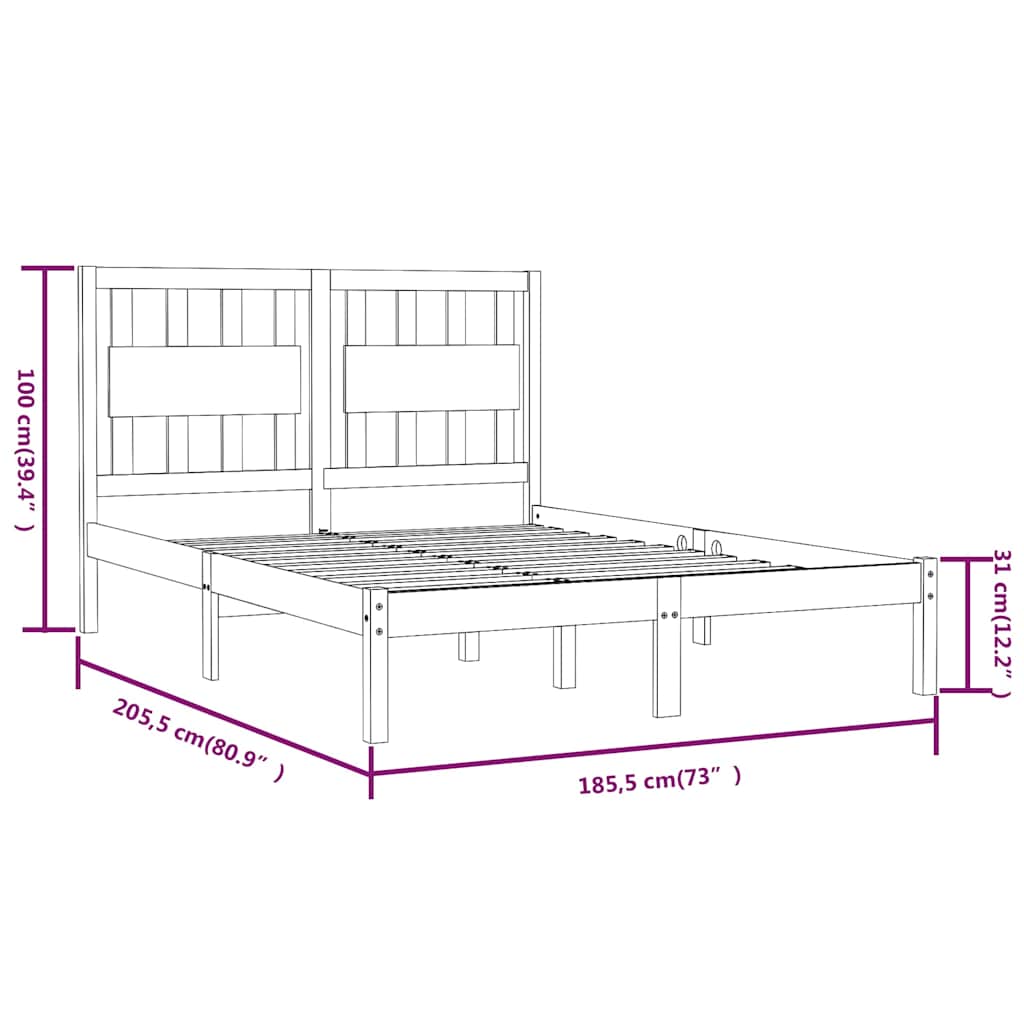 Bed Frame without Mattress Solid Wood Length 200 cm Natural 180 cm