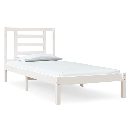 Bed Frame without Mattress Solid Wood Pine Length 200 cm White 90 cm