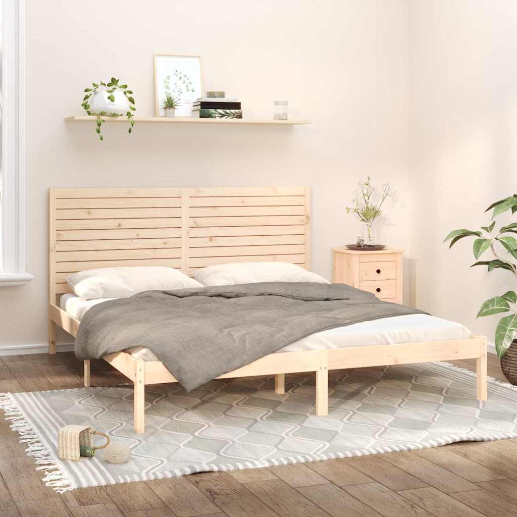 Bed Frame without Mattress Solid Wood Length 200 cm Natural 180 cm