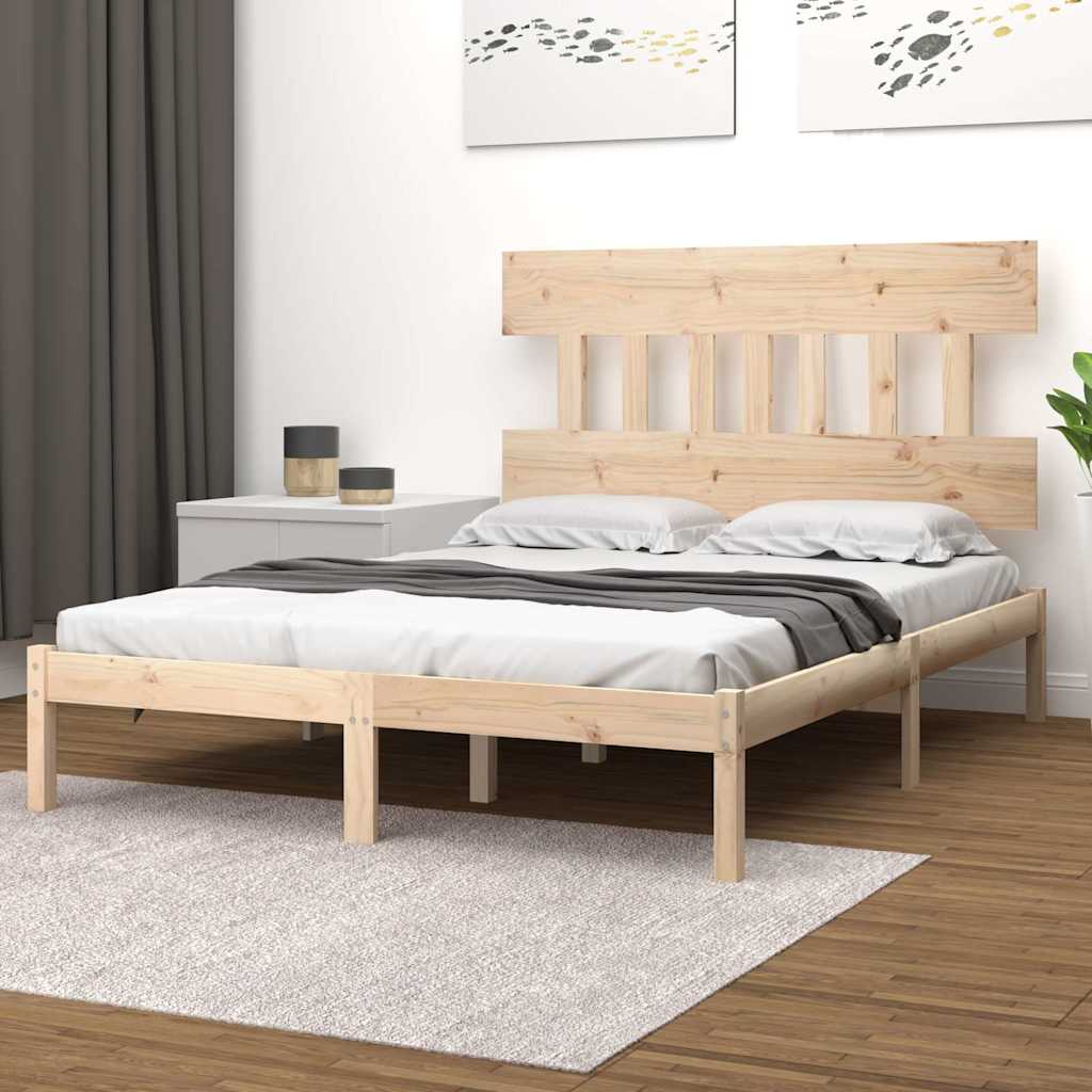 Bed Frame without Mattress Solid Wood Length 200 cm Natural 150 cm