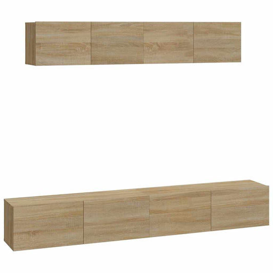 vidaXL 4 Piece TV Cabinet Set Sonoma Oak Engineered Wood 2